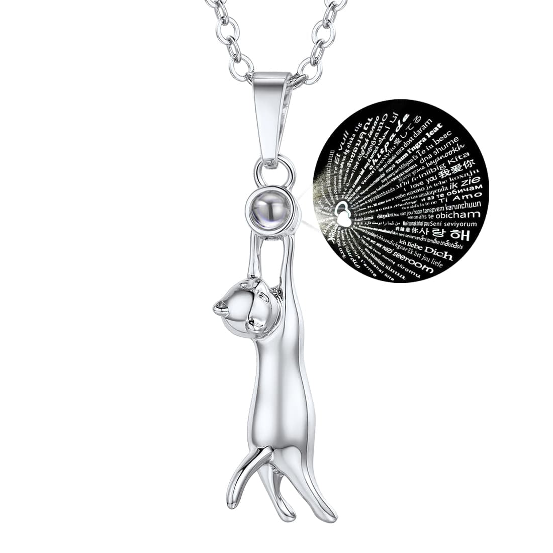 Custom4U Kitty Cat Projective Necklace Silver