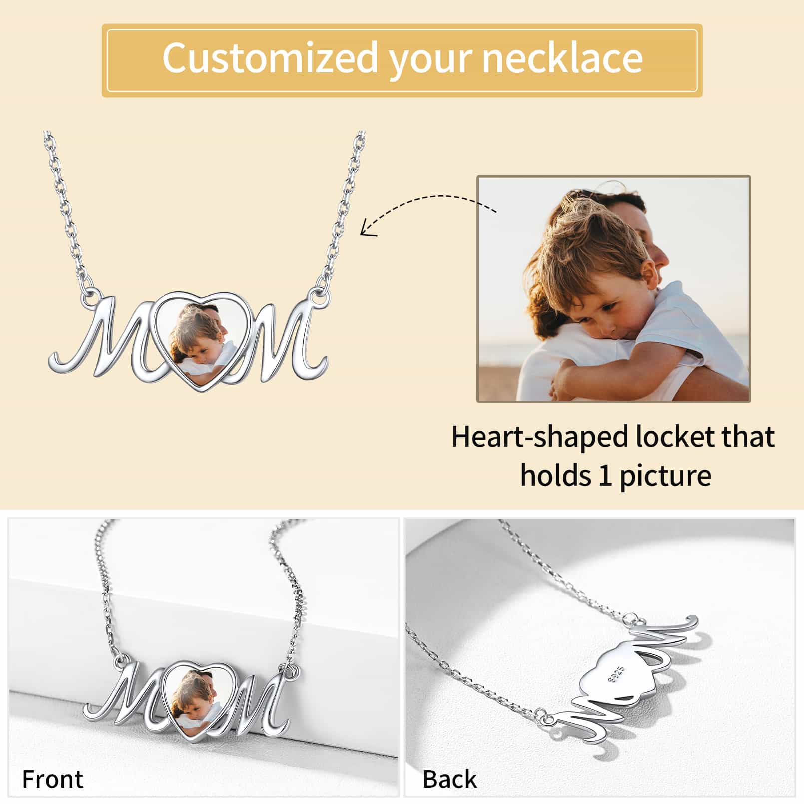Custom4U Mom Photo Necklace