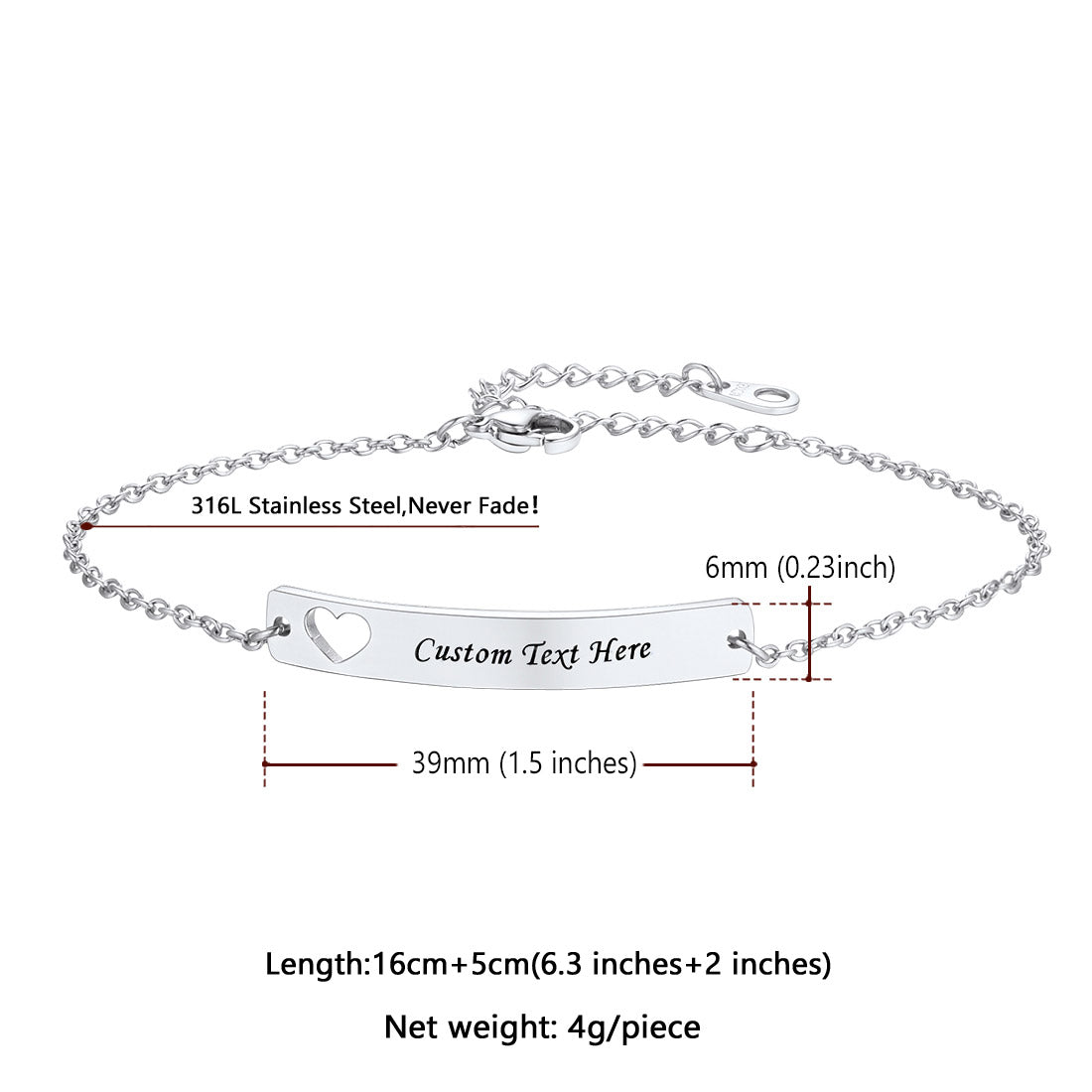 Custom4U Name Bar Chain ID Bracelets