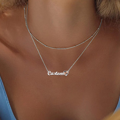 Custom4U Name Necklace with Photo for Women