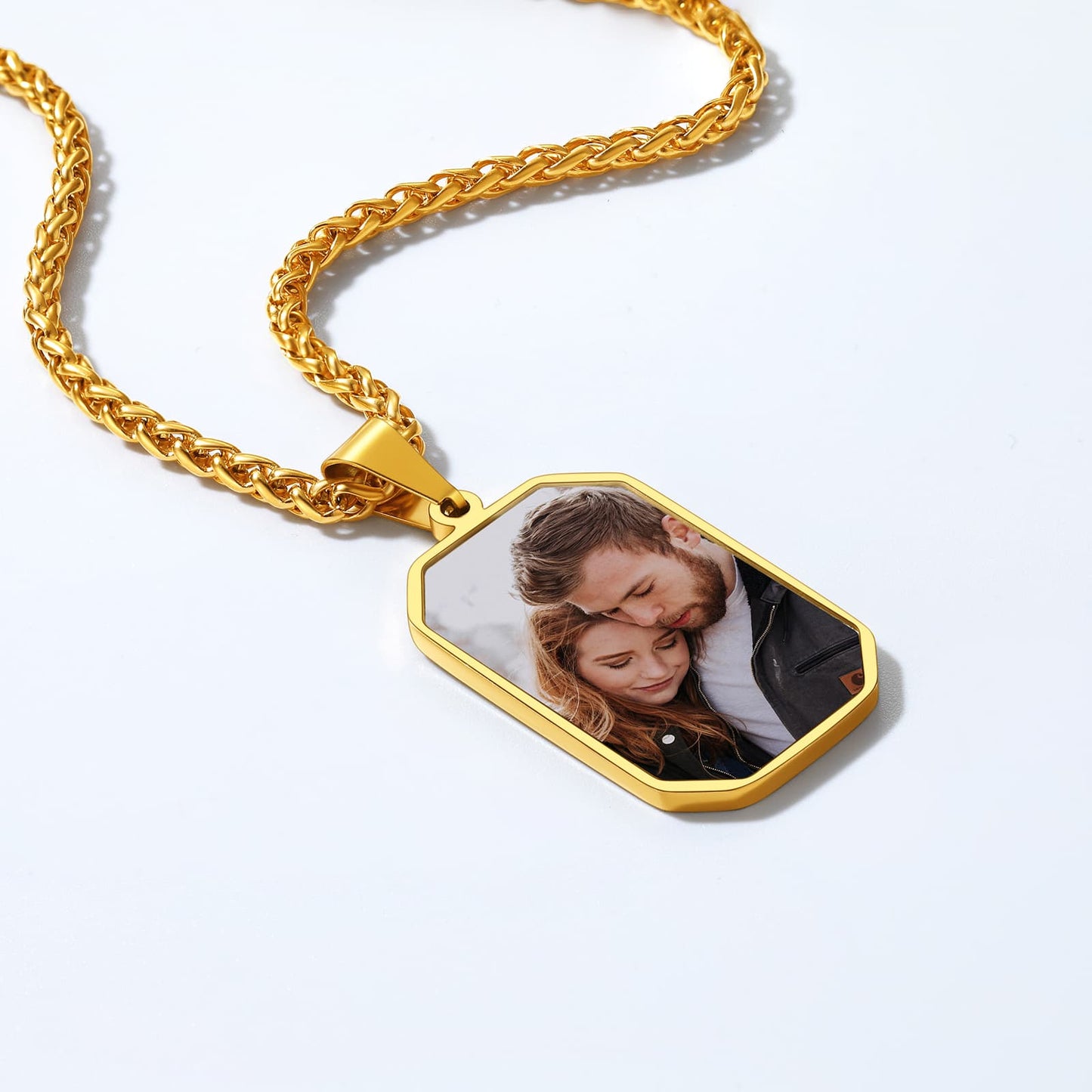 Custom4U Octagon Fingerprint Necklace Gold