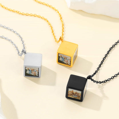 Custom4U Personalized 5 Sided Cube Necklace 3 Colors