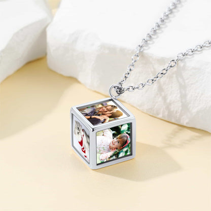 Custom4U Personalized 5 Sided Cube Necklace Steel