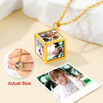 Custom4U Personalized 5 Sided Cube Necklace with Photo