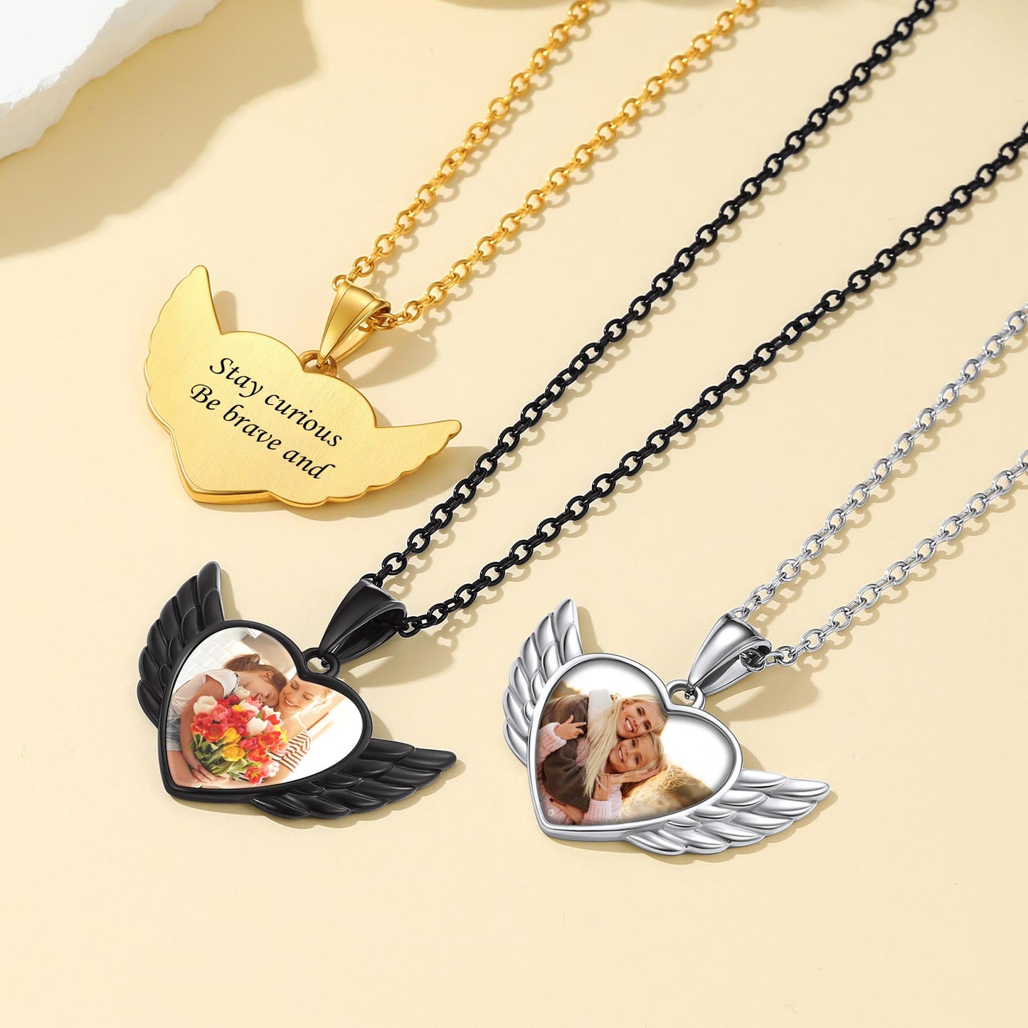 Custom4U Personalized Angel Wings Picture Necklace