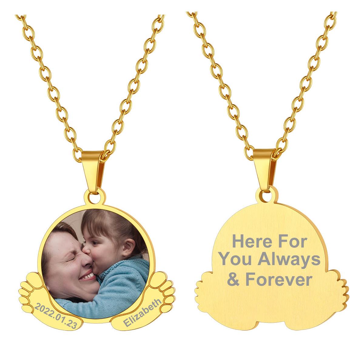Custom4U Personalized Baby Feet Necklace Gold