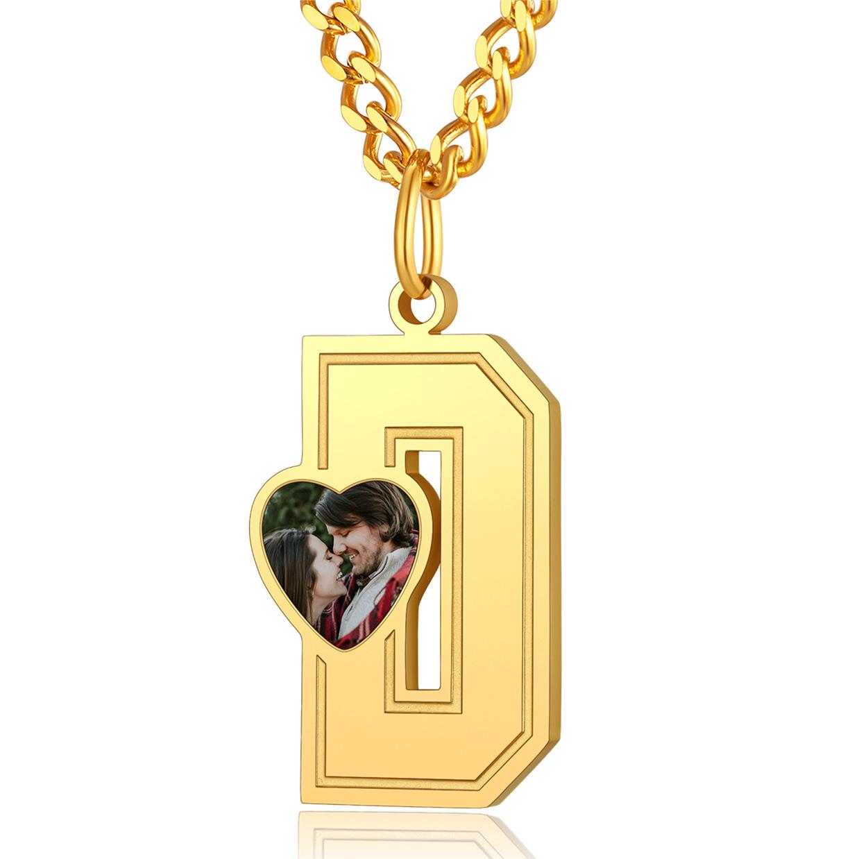 Custom4U Personalized Initial Necklace with Photo for Men Women