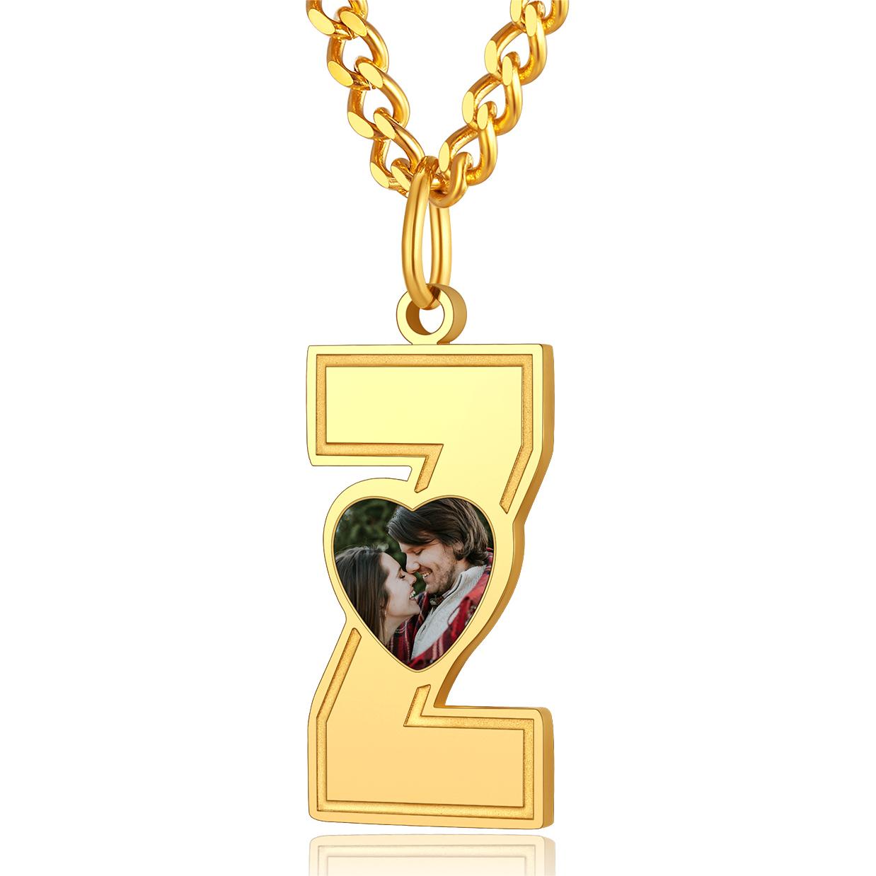 Custom4U Personalized Initial Necklace with Photo for Men Women