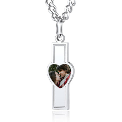 Custom4U Personalized Initial Necklace with Photo for Men Women