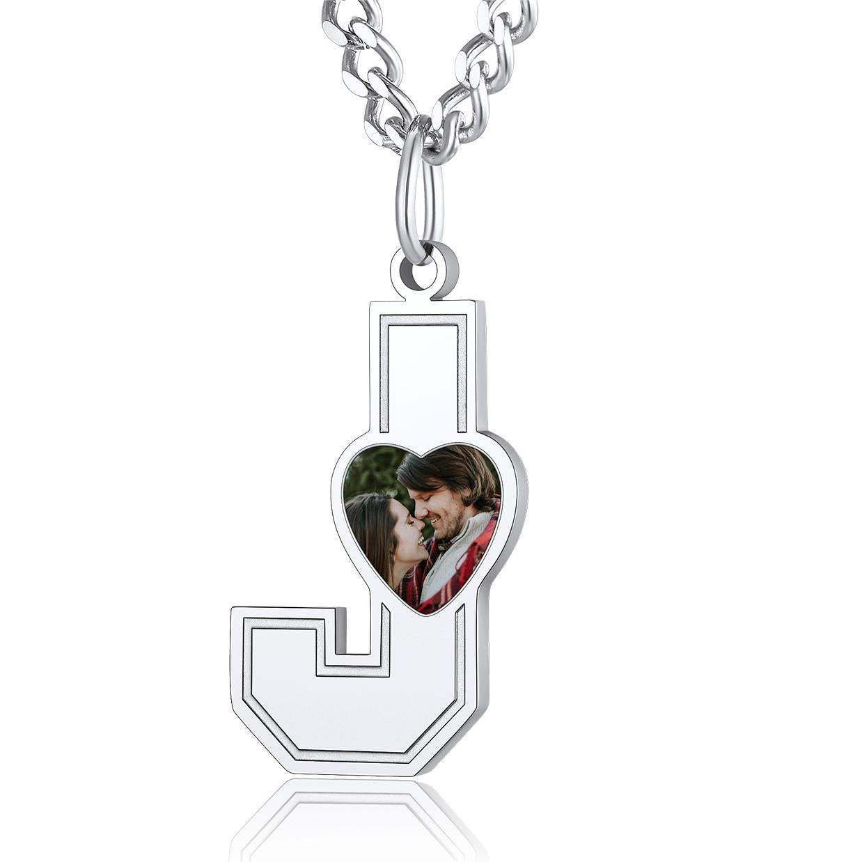 Custom4U Personalized Initial Necklace with Photo for Men Women