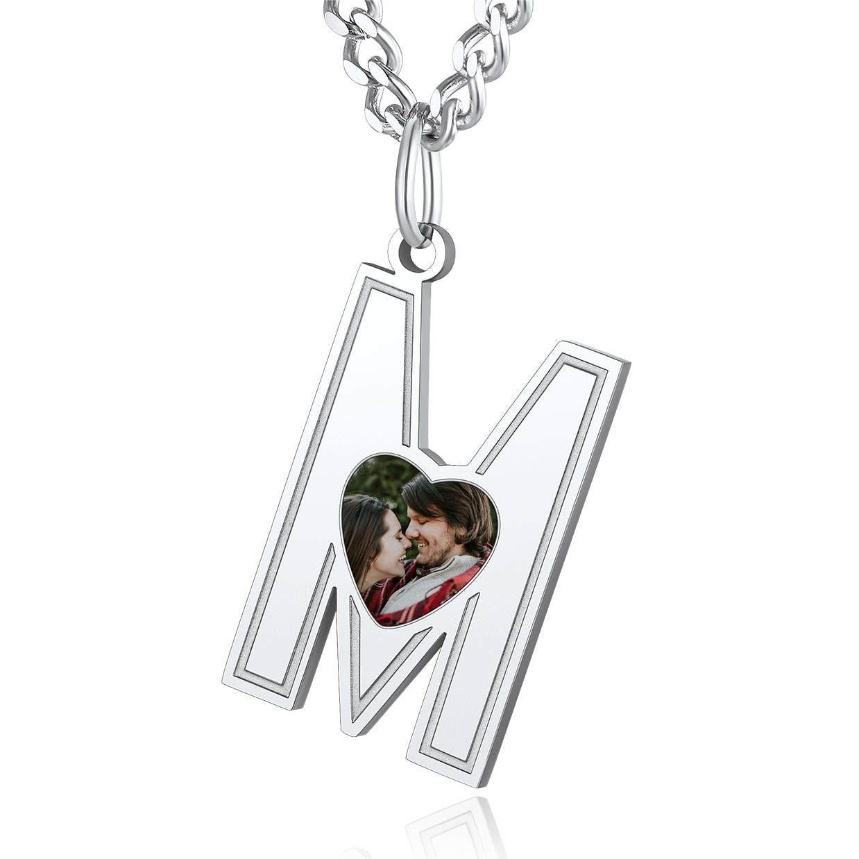 Custom4U Personalized Initial Necklace with Photo for Men Women