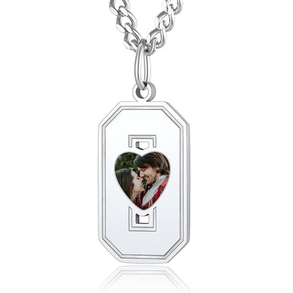 Custom4U Personalized Initial Necklace with Photo for Men Women