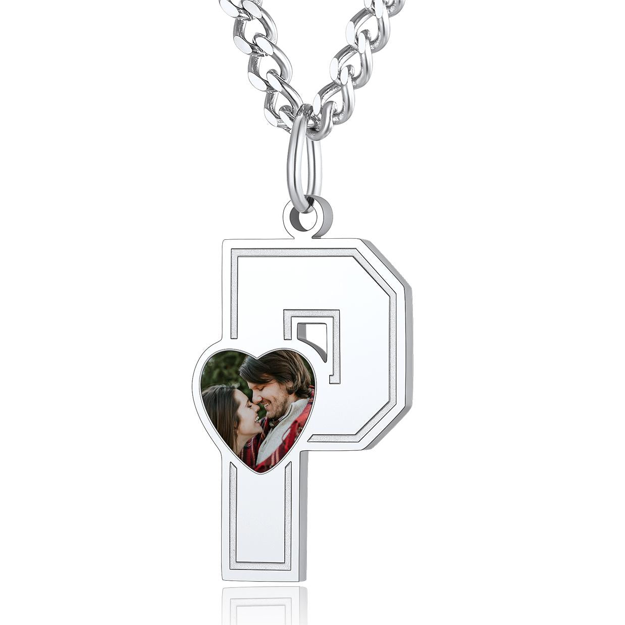 Custom4U Personalized Initial Necklace with Photo for Men Women