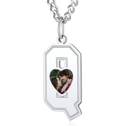 Custom4U Personalized Initial Necklace with Photo for Men Women