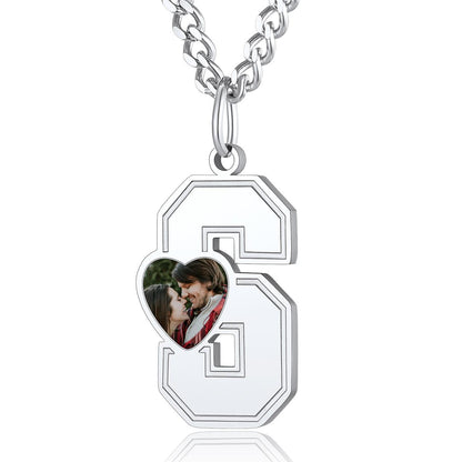 Custom4U Personalized Initial Necklace with Photo for Men Women