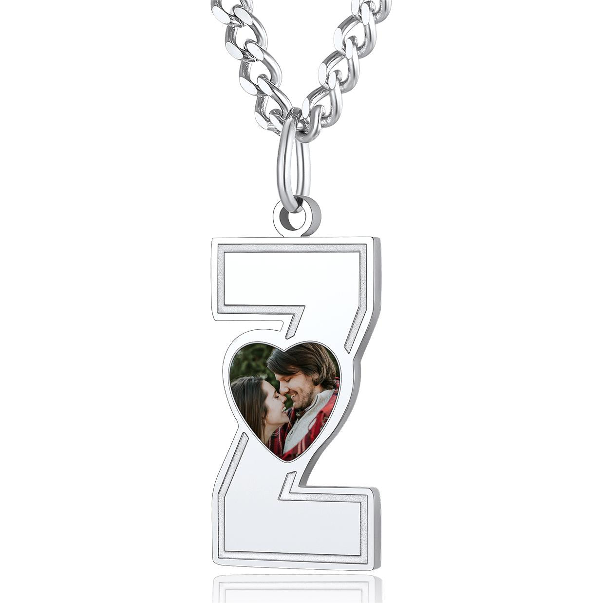 Custom4U Personalized Initial Necklace with Photo for Men Women