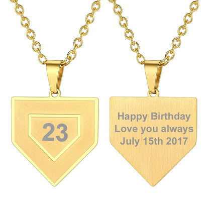 Custom4U Personalized Baseball Pendant Necklaces Gold
