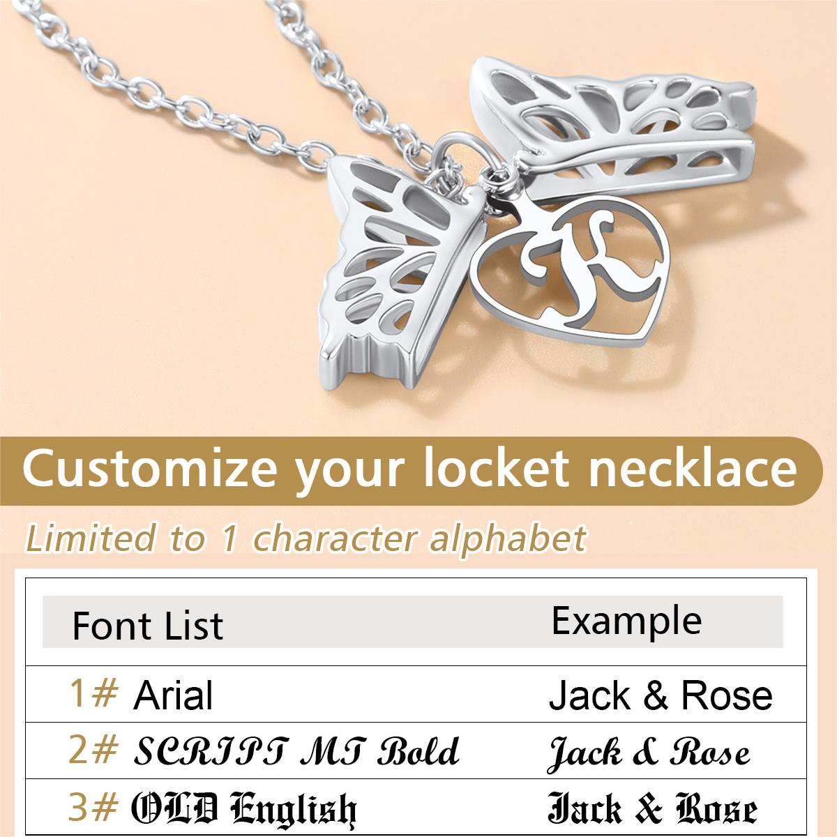 Custom4U Personalized Butterfly Locket Necklace 3 Font Available
