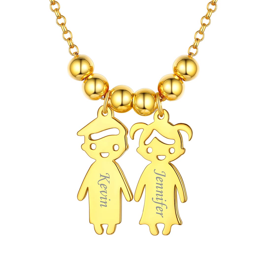  Custom4U Personalized Children Mothers Necklace 1 Boy Girl Gold