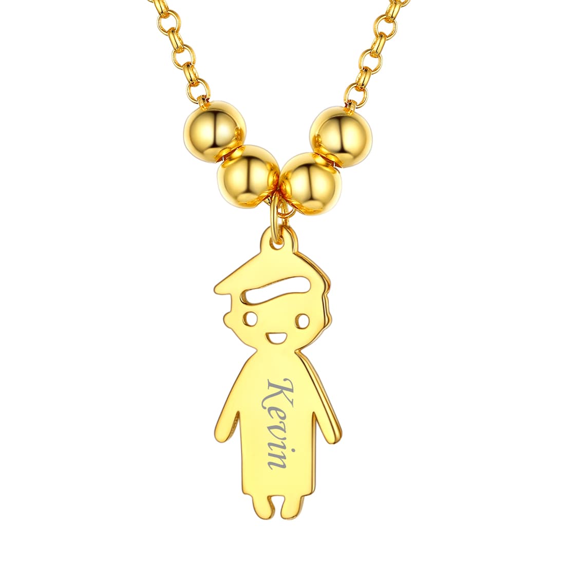 Custom4U Personalized Children Mothers Necklace 1 Boy Gold