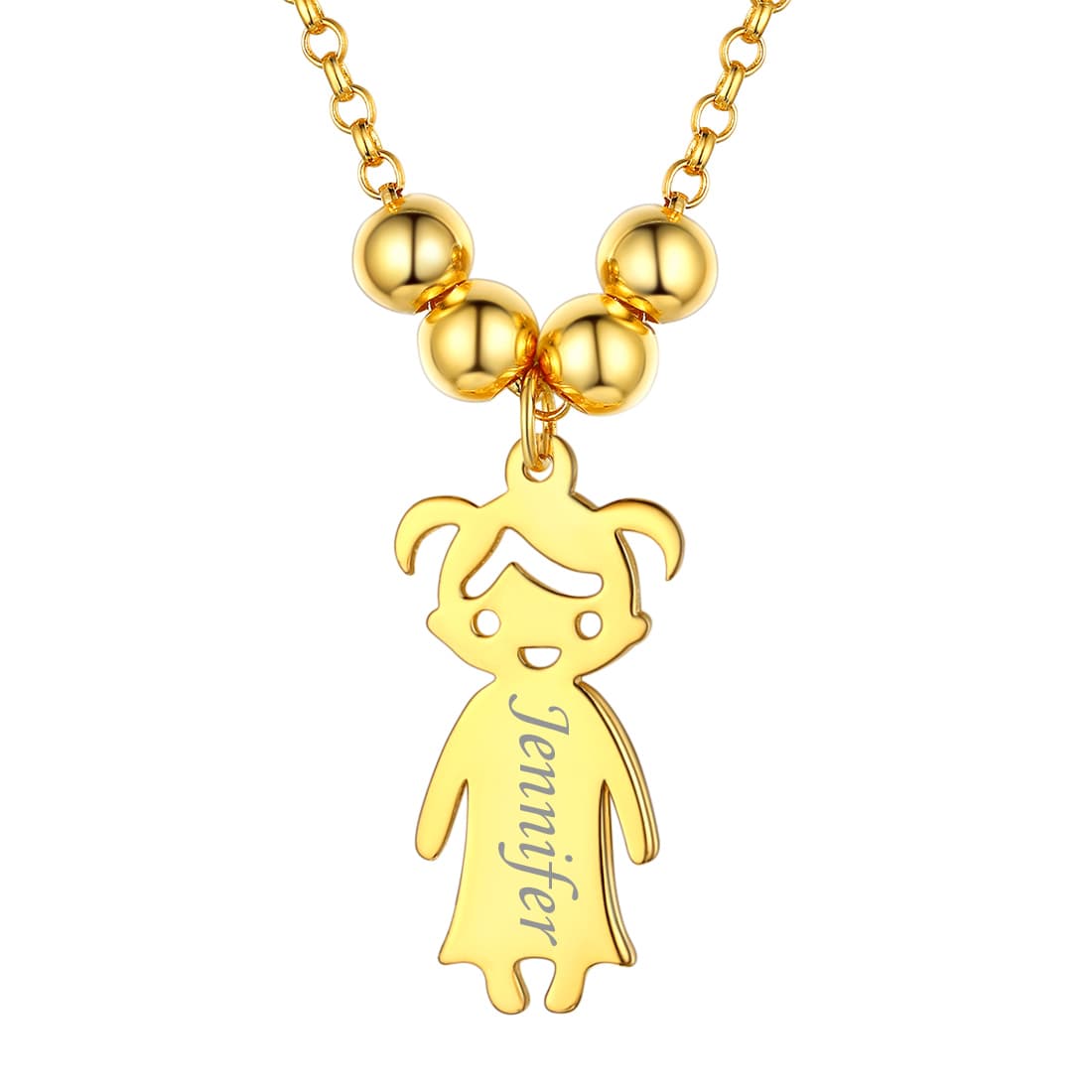 Custom4U Personalized Children Mothers Necklace 1 Girl Gold