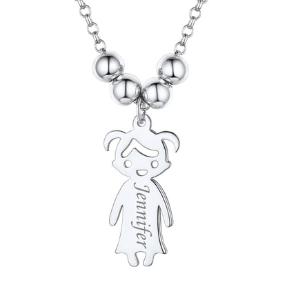 Custom4U Personalized Children Mothers Necklace 1 Girl Silver