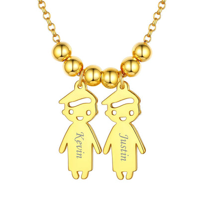 Custom4U Personalized Children Mothers Necklace 2 Boys Gold