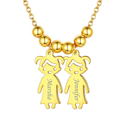Custom4U Personalized Children Mothers Necklace 2 Girls Gold