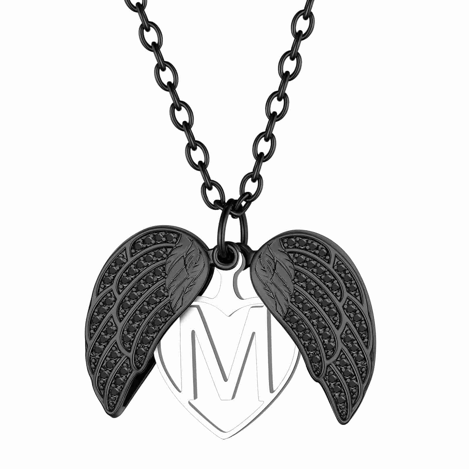 Custom4U Personalized Heart Locket Necklace Black