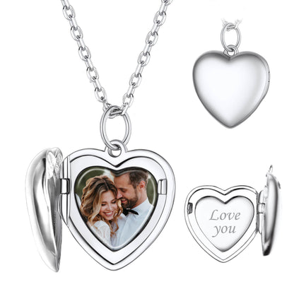 Custom4U Personalized Heart Locket Necklace with Pictures For Women