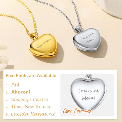  Custom4U Personalized Heart Necklace 5 Font Available