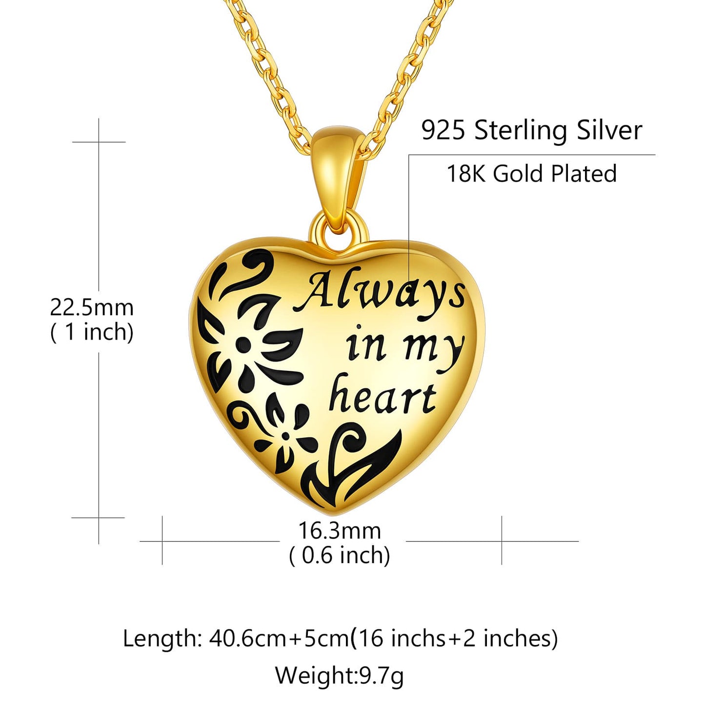  Custom4U Personalized Heart Necklace Size