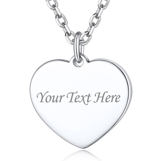 Custom4U Personalized Heart Pendant Initial Disc Necklace