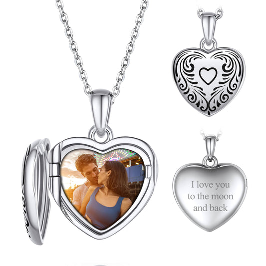 Custom4U Personalized Heart Photo Locket Necklace For Women
