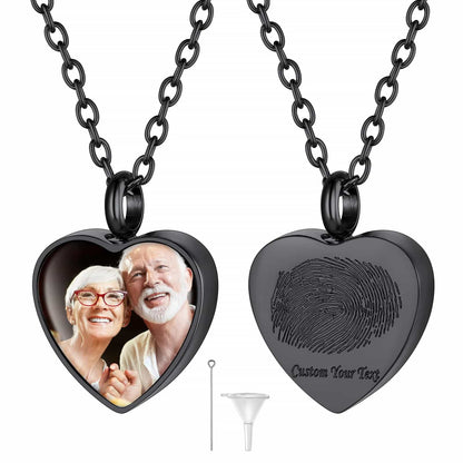 Custom4U Personalized Heart Urn Necklace Black Plated