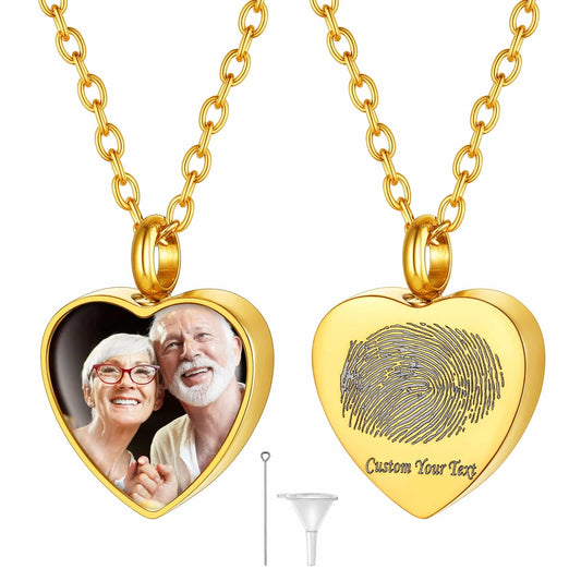 Custom4U Personalized Heart Urn Necklace Gold Plated