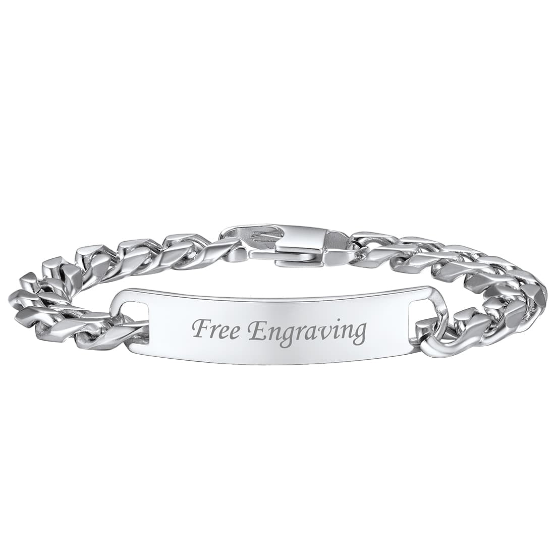 Custom4U Personalized ID Cuban Bracelet Steel