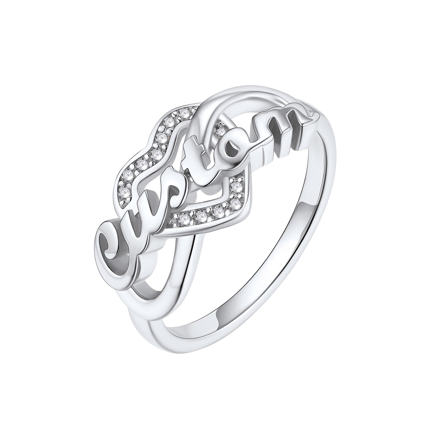 Custom4U Personalized Infinity Heart Names Ring for Women