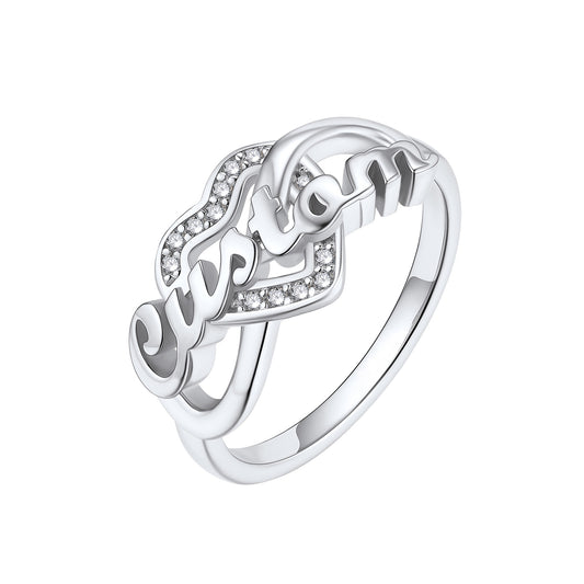 Custom4U Personalized Infinity Heart Names Ring for Women