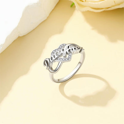 Custom4U Personalized Infinity Heart Names Ring for Women