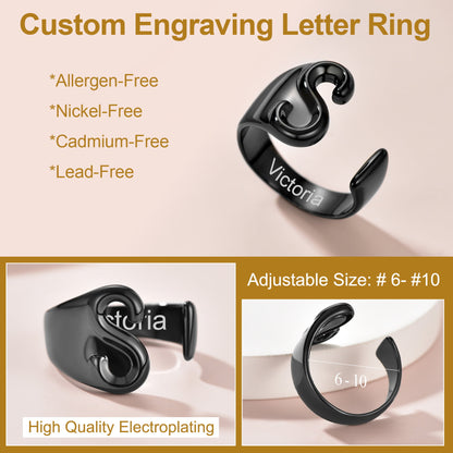 Custom4U Personalized Initial Adjustable Ring Detail