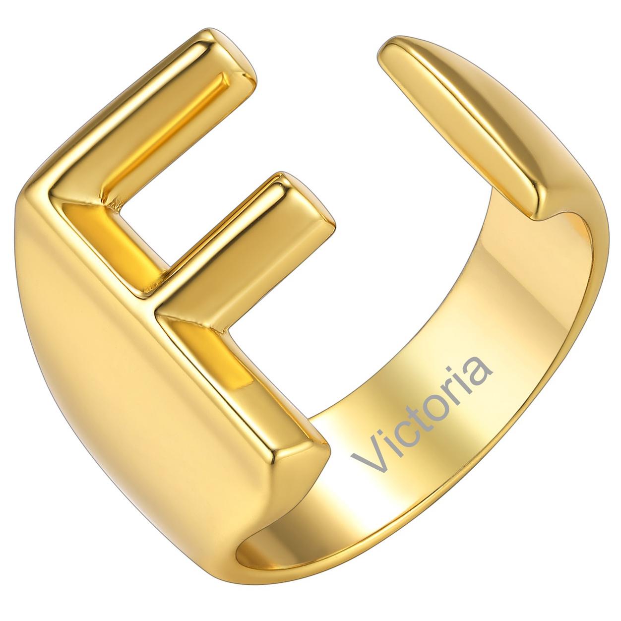 Custom4U Personalized Initial Adjustable Ring Gold F