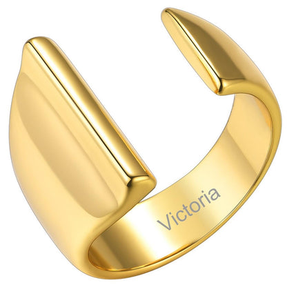 Custom4U Personalized Initial Adjustable Ring Gold I