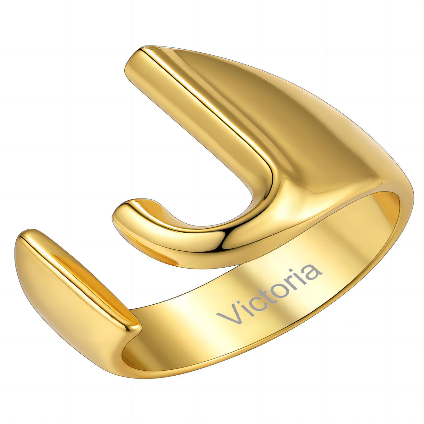 Custom4U Personalized Initial Adjustable Ring Gold J