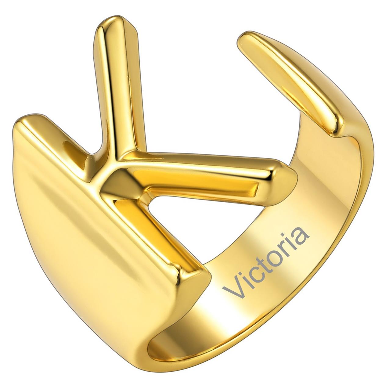 Custom4U Personalized Initial Adjustable Ring Gold K