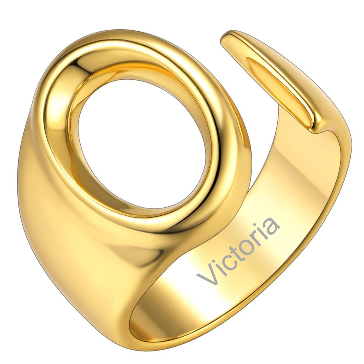 Custom4U Personalized Initial Adjustable Ring Gold O