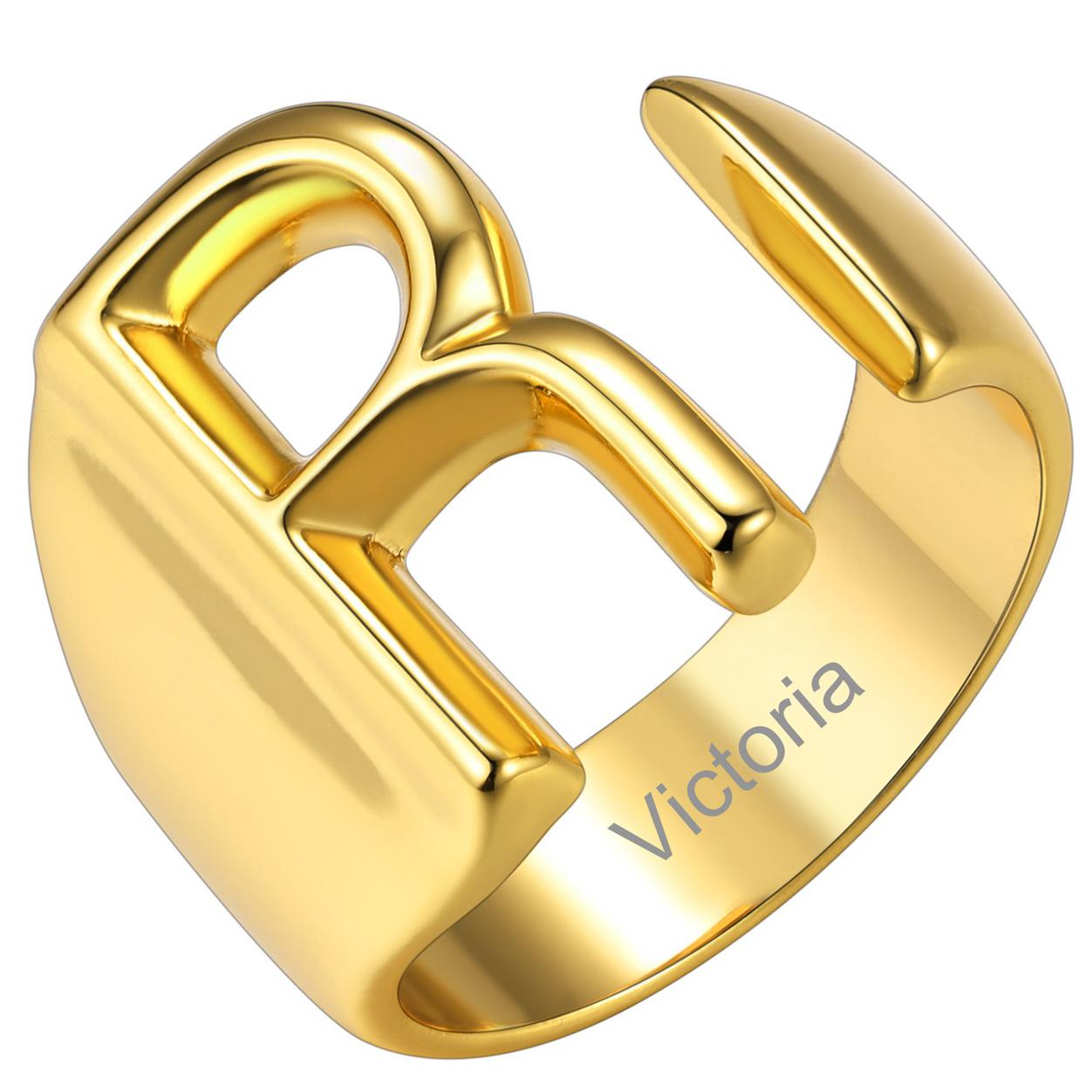 Custom4U Personalized Initial Adjustable Ring Gold R