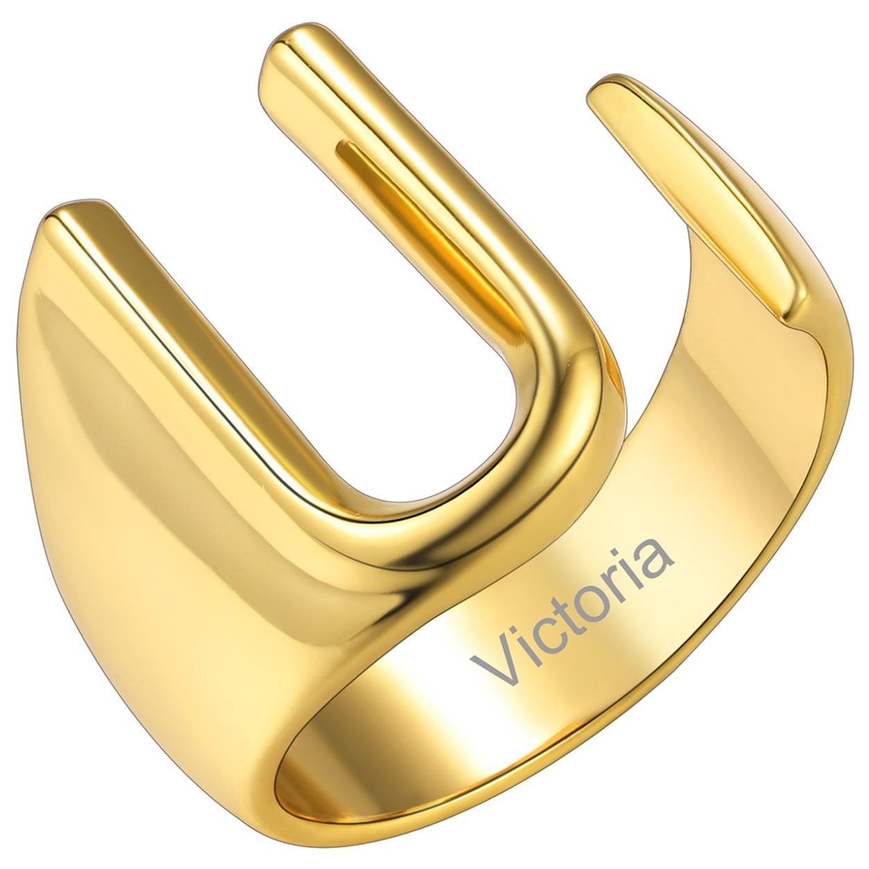 Custom4U Personalized Initial Adjustable Ring Gold U