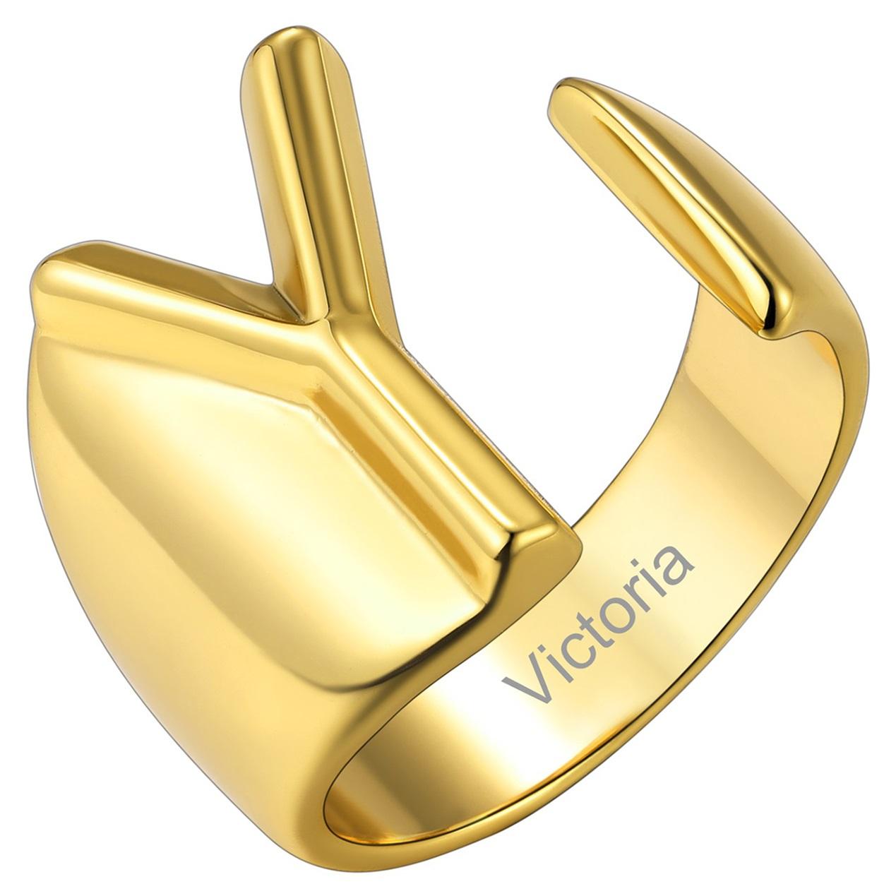 Custom4U Personalized Initial Adjustable Ring Gold Y