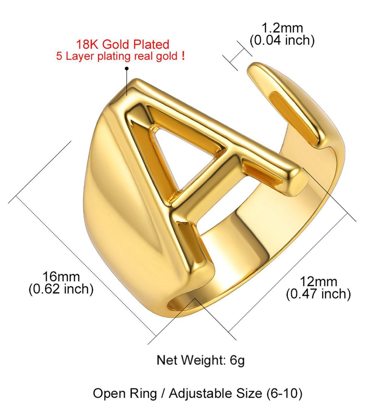 Custom4U Personalized Initial Adjustable Ring Size